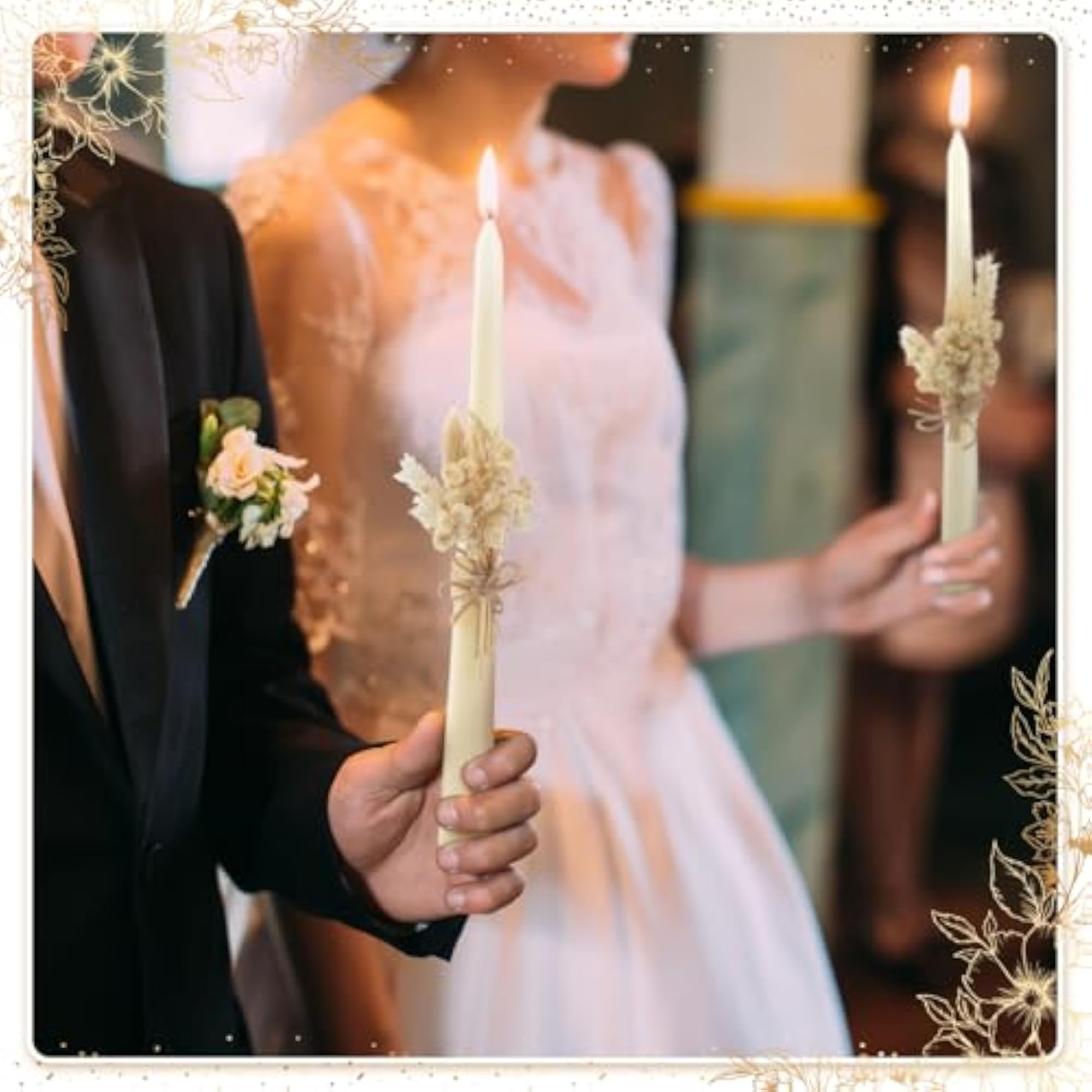 3pc Rustic Unity Candles Wedding Ceremony Set