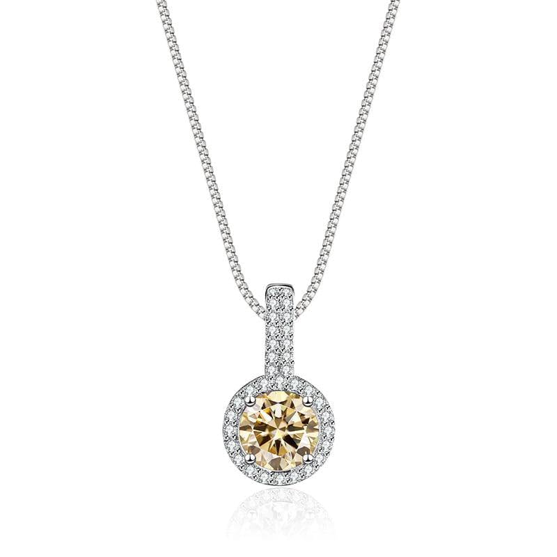 Colliers Moissanite pour femme collier pendentif diamant jaune bleu