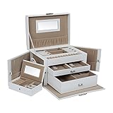 🎀 Exquisite Qualität: Mit MDF-Plattenrahmen, Kunstleder außen und weichem Samtfutter innen ist diese Schmuckschatulle attraktiv im Aussehen und langlebig in der Qualität.