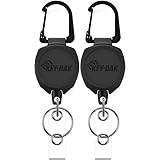 キーバック KEY BAK カラビナ付 キーリール キーホルダー サイドキック ケプラーコード 60㎝ [正規代理店] (ブラック IDストラップ 2個セット)