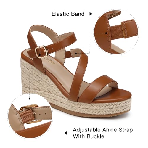 Image of TEMOFON Wedge Sandals for Women Platform: Espadrille Ankle Strap Buckle Wedge - Comfortable Dressy Summer Womens Sandals