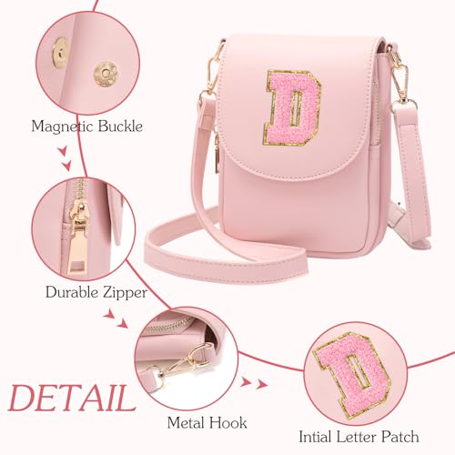 Image of Viverte Crossbody Purse for Teen Girls Small Initial Cell Phone Toddler Purse Leather Triple Compartment Crossbody Bags