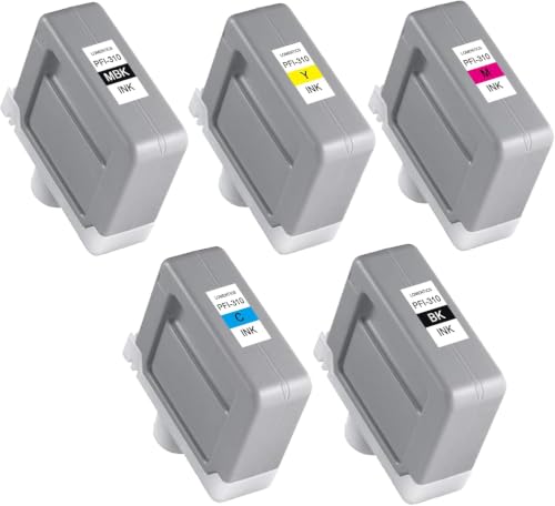 Image of PFI-310 Ink Tank 330ml (5-Pack, Matte Black, Cyan, Magenta, Yellow, Black) Loment Compatible Replacement for Canon PFI310 PFI 310 Ink Cartridge with ImagePROGRAF TX-2000, TX-3000 and TX-4000 Printer