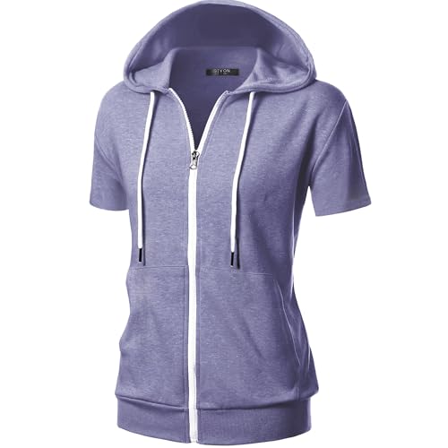 Image of GIVON Basic Lightweight Zip-Up Hoodie Long Sleeve Thin Jacket for Women with Plus Size