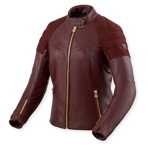 Blouson en cuir de moto REV'IT! London pour femmes bordeaux taille 40