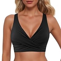 Bikini Oberteil Damen Push up Bikinioberteil Sommer Verstellbar Breite Träger Badeanzug Top Rückenfrei Swim Sport BH V Ausschnitt Große Brust Stützender Bademode Top Strand Swimsuit