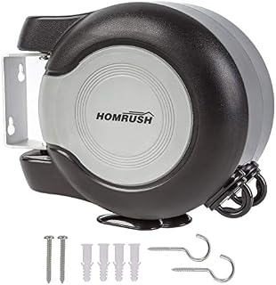 HomRush Retractable Reel Washing Lines, Heavy Duty Wall Mounted Dual Clothes Line, Laundry Drying Clothesline for Indoor Outdoor - 30m Black (Double Rope 2 x 15 M)