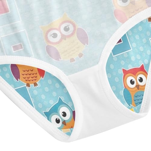 Toddler Briefs, Cute Cartoon Owls Blue Girls' Cotton Brief Underwear, 2T–8 Years4