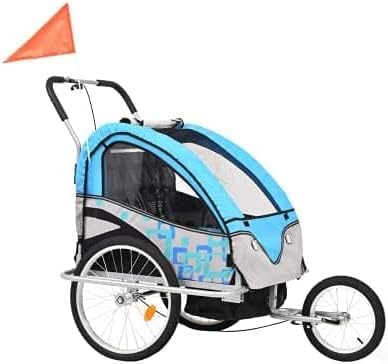 Bike Trailer 2-in-1 Children's Bicycle Trailer with 3 Wheels, Jogger Buggy, Five-Point Safety Belt System with Handbrake，with Wheel Reflector ，Load 40kg