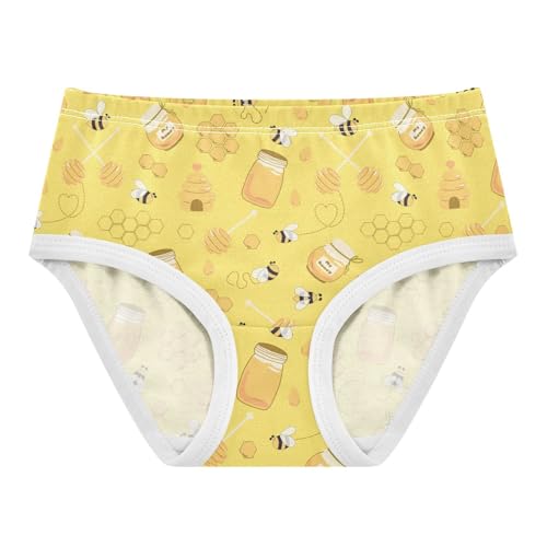 Little Girls' Soft Cotton Underwear Kids Breathable Comfort Yellow Bee Honey Panties Briefs Toddler