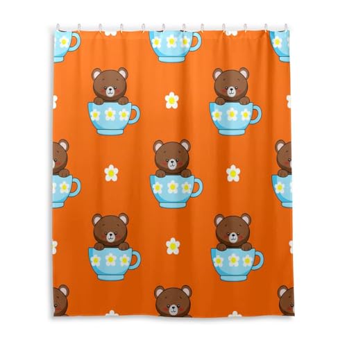 DUOBU Brown Animals Shower Curtain Washable Waterproof Fabric Bath Curtain 60x72Inch Shower Curtains with Hooks for Bathroom Decor