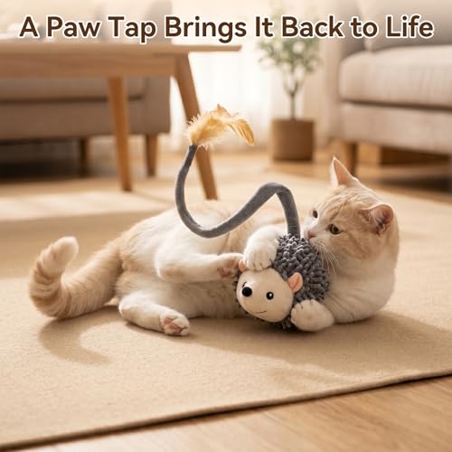 Jouet hérisson interactif chat Migipaws à rotation 360° et queue en peluche