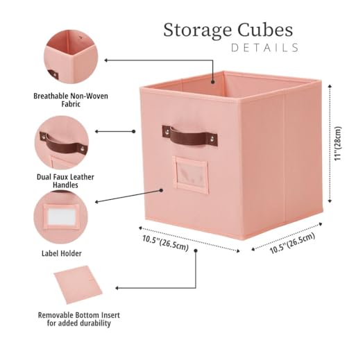 Image of DECOMOMO Storage Bins, Cube Storage Bin with Labels, Fabric Storage Cubes for Shelves (10.5 inch x 11 inch / 6pcs, Rainbow)