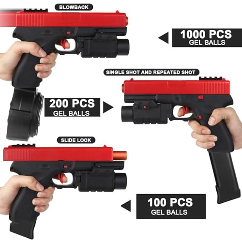 Gel Blaster New JM-X2,Upgrade Version Gel Toys with Goggles and Drum, Christmas Easter Outdoor Games and Backyard Fun for Ages 14 years old and up and Adults,Red - Image 4