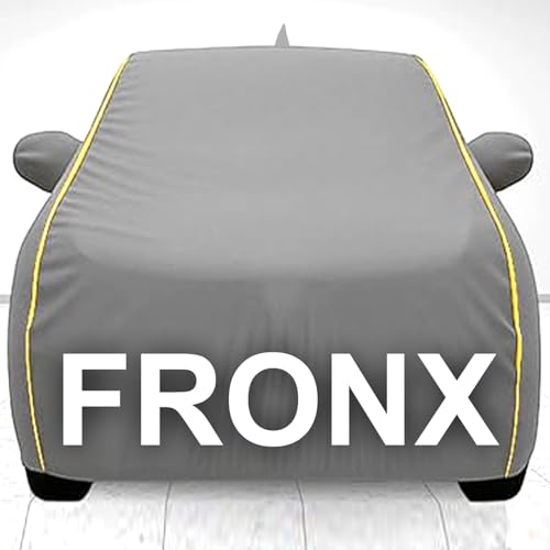 Image of Waterproof Car Cover Compatible with Maruti Fronx with Mirror Pocket, Soft Cotton Lining, Waterproof Fronx Car Cover- Metallic Grey