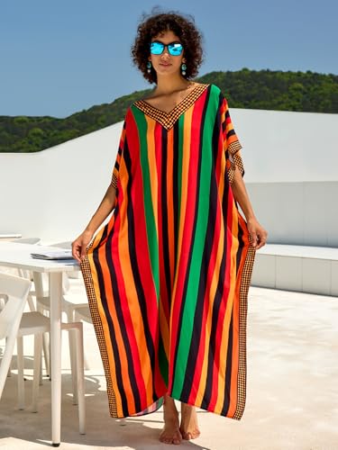 Image of NFVNKJ Women's Plus Size Beach Lounge Kaftan Maxi Dress Swimsuit Coverup for Women