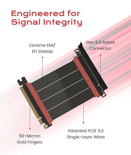 Image of LINKUP PCIE 5.0 Riser Cable | for Vertical GPU Mount | Straight | Graphics Card GPU Ready | Usable with PCIe 4.0 & RX9070 / RTX5090 | 10cm (Total Length: 14cm)
