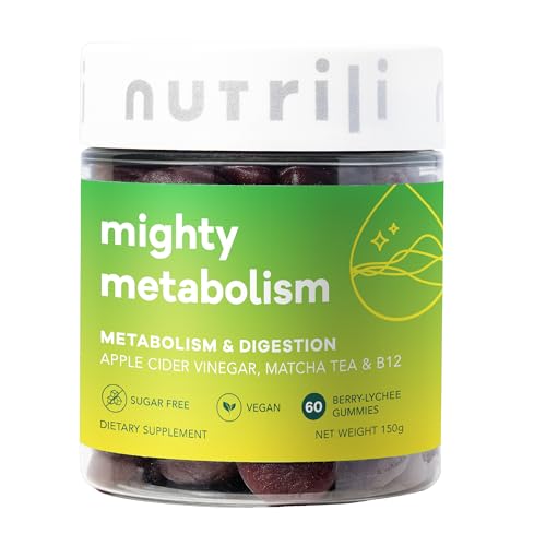 Nutrili Mighty Metabolism Sugar Free Gummies (1 Month) | Boost Metabolism & Reduce Cravings | Apple Cider Vinegar Matcha Tea & Vitamin B12