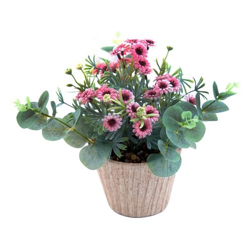 Ewtogift 9' Artificial Pink Daisy Flower Plant...