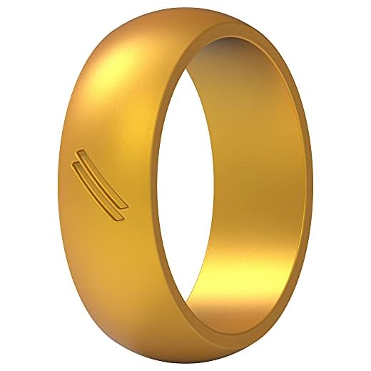 ThunderFit Silicone Wedding Ring for Men, Rubber Wedding Band (Polished Gold, 12.5-13 (22.2mm))