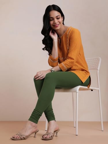 Image of TWIN BIRDS Tailored Cut and Classic Fit Super Stretchable Elastane Fabric Churidar Leggings for Women