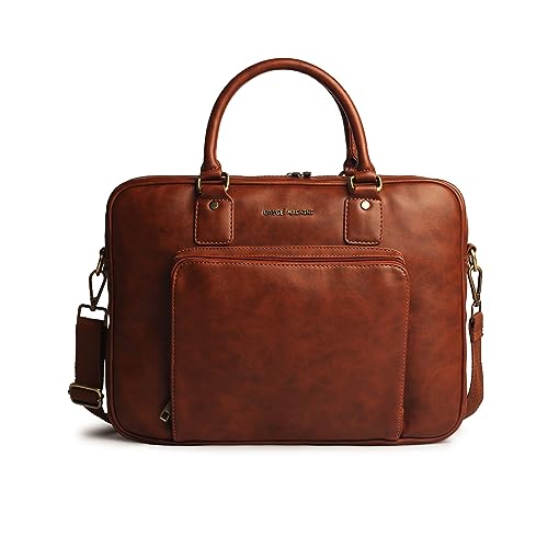 Image of Gauge Machine Professional Vegan Leather Messenger Briefcase Bag for Office |Fits upto 14 /15 / 16 inch Laptop |Separate Padded Laptop Compartment |Water Resistant |Men & Women |16L
