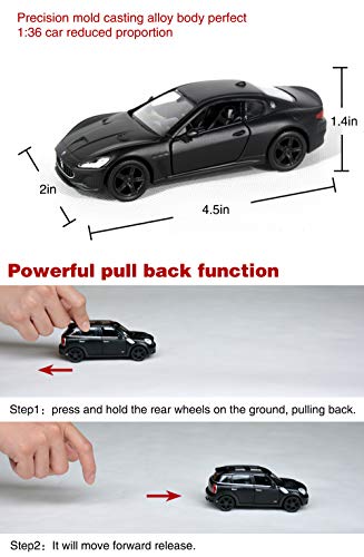 Image of Tianmei 1:32 Die-Cast Metal Car Model Pull Back Toy(MSLD-Black) | 1:32 alloy metal die-cast car, pull-back action, openable doors & detailed interior, ideal for kids play and display.