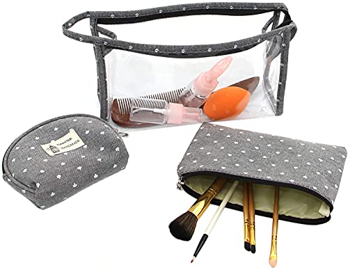 Image of Handcuffs Make Up Pouches Set of 3 | Cosmetic Bags | Toiletry Pouch | Makeup Organiser | Vanity Case | Jewellery Bag | Travel | Daily Use | Cases (Grey)