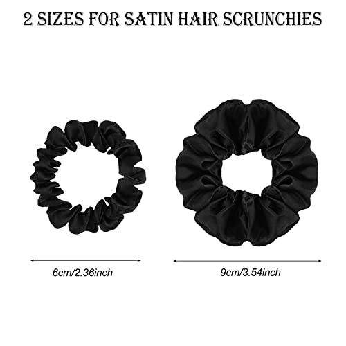 24 Pieces Black Satin Hair Scrunchies Silky Hair Bands Skinny Elastic Solid Hair Ties Ropes Ponytail Holder For Women Hair Accessories Decorations Christmas Birthday Gift #TOP1