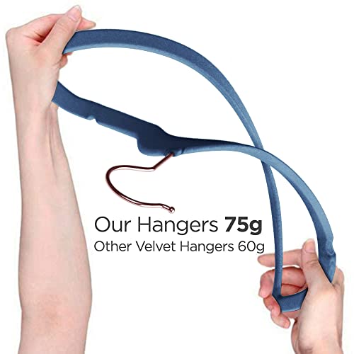 Techzoo 50 Premiumvelvet Baby Hangers 11" Inch Non Slip Baby Hangers, Ultra Slim Space Saving Children Closet Hangers, 360° Swivel Hook Strong & Durable Infant Baby Toddler Kids Clothes Hangers, Blue #TOP6