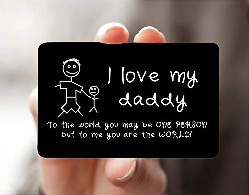 Engraved Aluminum Wallet Insert for Dads, Metal Wallet Card Insert for Father's Day, I Love Daddy, New Dad Gift from Kids, Christmas Gift to Father from Children WC05
