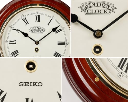 Image of Seiko Wall Clock (28.2 cm x 28.2 cm x 4.4 cm, Brown, QXA144BN), Abstract, Wood