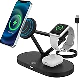 Moko Armor Magnetic Wireless Charger, 5 in 1 15W Fast Charging Station Dock with LED Night Light...