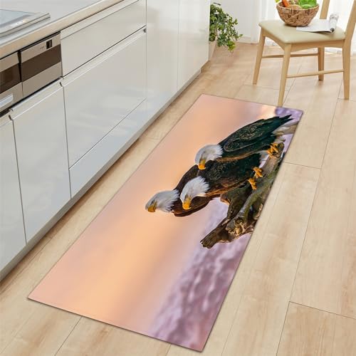 Teppich Läufer Flur rutschfest Teppich Läufer 40x120cm, Adler Mit Tiermotiv Teppich Waschbar Creme Farben Teppichläufer Flur Läufer Teppich für Flur, Küche, Schlafzimmer