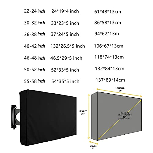 Genérico Funda TV Exterior,Funda para Televisor Cubierta de pantalla TV al aire libre Protector clima a prueba intemperie impermeable a polvo para 22 '' a 58 Televisión(50 52)