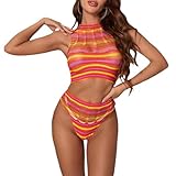 Photo Gallery bikini da donna rave arcobaleno in rete trasparente sexy senza maniche scava fuori vestito midi vestito da festival, stile 19, taglia unica Photo Gallery bikini da donna rave arcobaleno in rete trasparente sexy senza maniche scava fuori vestito midi vestito da festival, stile 19, taglia unica