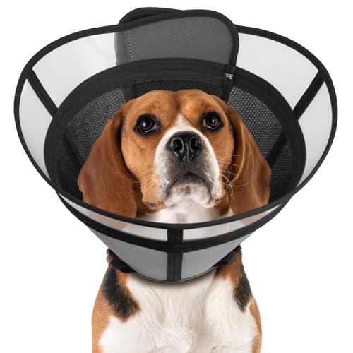 Image of Cone for Dogs - Soft Elizabethan Collar for Large, Medium & Small Dogs | Post-Surgery Recovery, Anti-Licking, Adjustable & Lightweight Dog Cone Alternative (Black,XL)