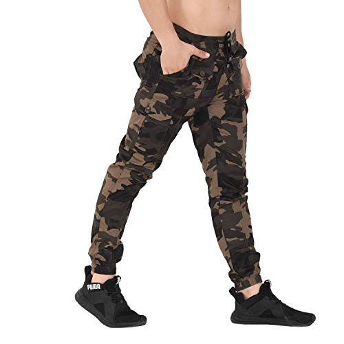 Image of MAGIC Men's & Boy's Camouflage Slim Fit Joggers (Dark Brown)