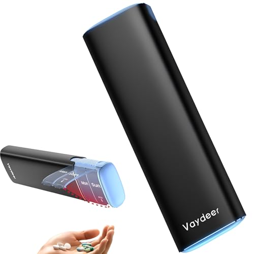 VAYDEER Slim 7 Day Pill Organiser Once-Daily Metal Travel Pill Box
