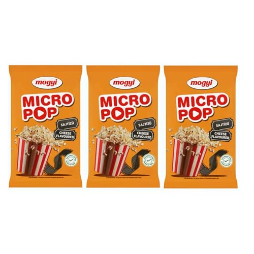 Mogyi Micro Pop, Palomitas para Microondas con Sabor a Queso, Pack de 3, 240g