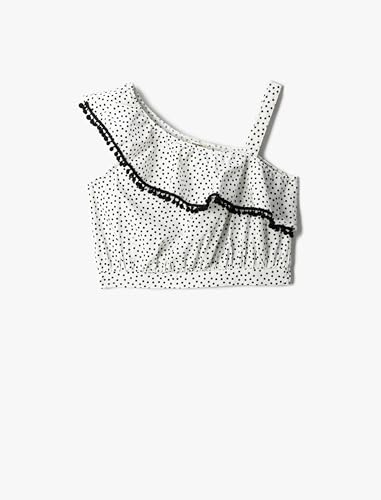 Chemisier crop top fille en coton à pois sans manches asymétrique