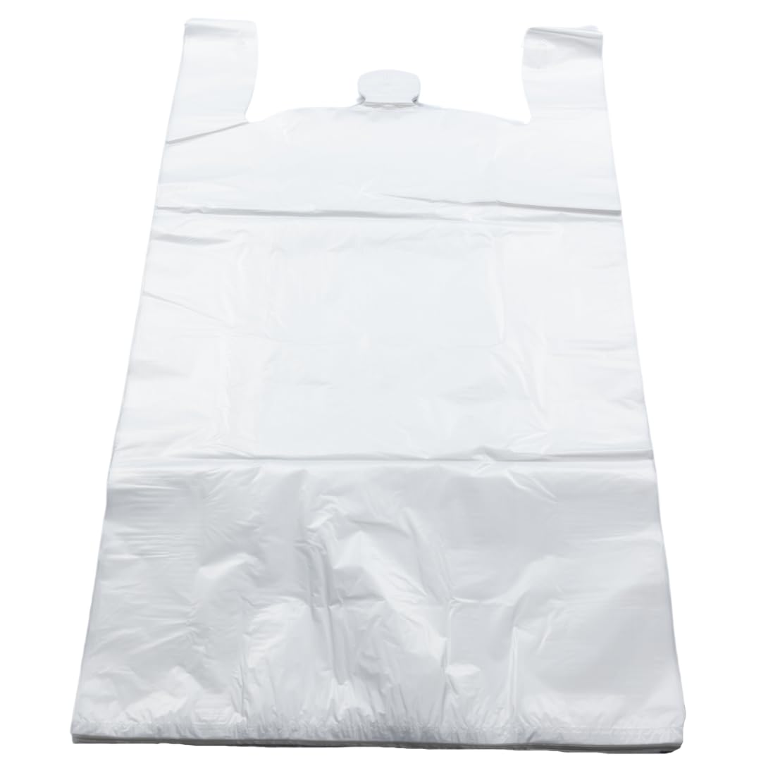 Super Jumbo Heavy Duty Unprinted T-Shirt Bags - 20"x10"x36" - 200 Bags - 22 Mic - Clear