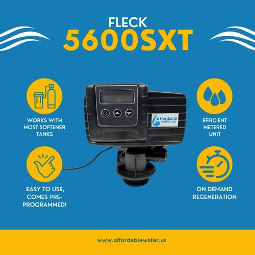 Fleck 5600SXT Water Softener Replacement Valve - Digital Metered On Demand Head with Paddlewheel Meter