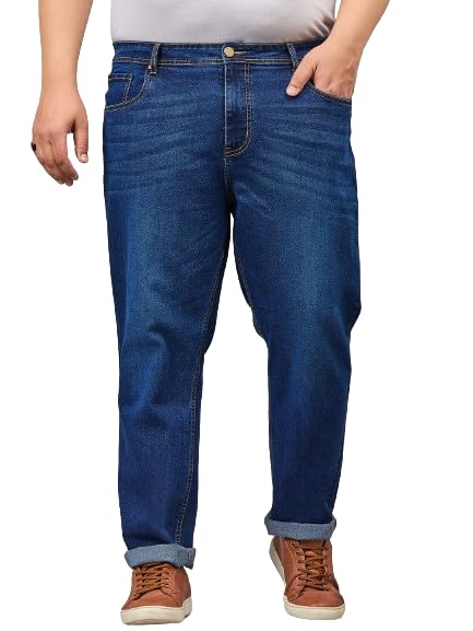 Image of Style Quotient Men Plus Size Black Tapered Fit Mid Rise Stretchable Jeans