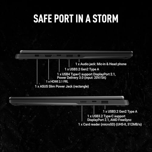 TUF Gaming A14 Copilot+ PC Gaming Laptop, 14" WQXGA 16:10 165Hz Display, AMD Ryzen AI Max+ 392 Processore, 32GB LPDDR5X, 1TB PCIe Gen 4.0 SSD, Wi-Fi 6E, Windows 11 Home, FA401, Jaegar Gray - Notebook - Immagine 4
