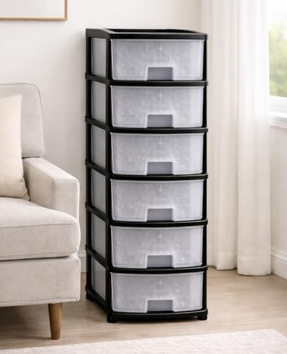 Image of Plastic Modular Drawer Storage Chest Of Drawers Organizer Storage Box, Large Stomo Racks For Multipurpose Anti-slip Shoes Organizers (Transparent, 6 Layer)