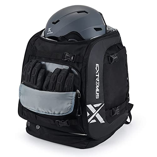 Extremus Snow Bound Ski Boot Bag, 65L Waterproof Ski Boot Backpack to Organize Ski Boots, Helmet, Goggles, Gloves, Apparel, Skiing and Snowboarding, Large Capacity Ski Luggage for Adults & Youth