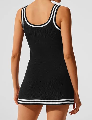 TQD Tennis Dress for Women Athletic Striped Knitted Sweater Tank Mini Active Casual Club Golf Dresses 2025 Trendy2