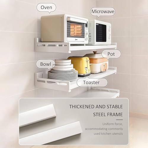Ahorro de espacio en encimera con el estante para horno microondas 5