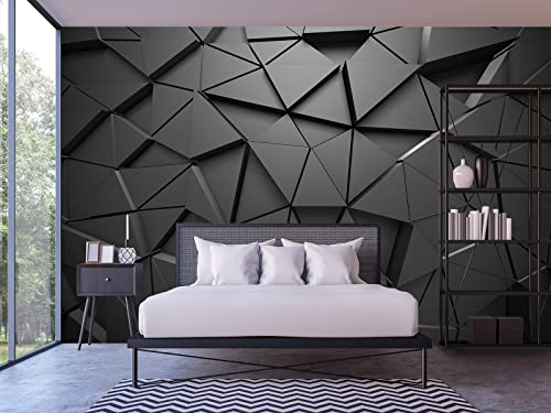 Cliouar-Black Geometric Figures 3D Wallpaper Mural 158" X 110"(Not Self-Adhesive) #TOP1